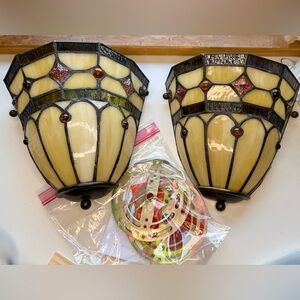 Portfolio Tiffany-Style Stained Glass Wall Sconces (Pair) Work Well